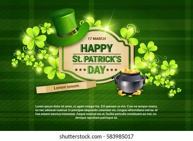 Saint Patrick Day Beer Festival Banner Greeting Card Flat Vector Illustration