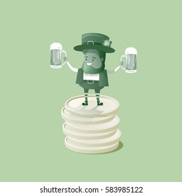 Saint Patrick Day Beer Festival Banner Greeting Card Flat Vector Illustration