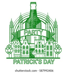 Saint Patrick Day Beer Festival Banner Greeting Card Vector Illustration
