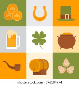 Saint Patrick Day Beer Festival Banner Greeting Card Flat Vector Illustration