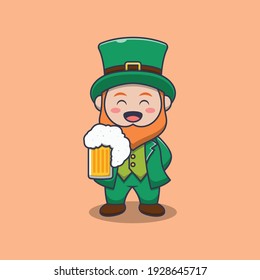 Saint patrick day. Cartoon character leprechaun holding beer