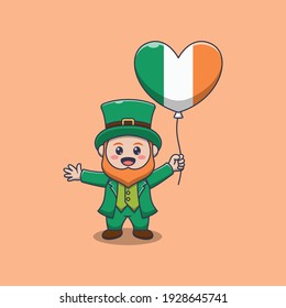 Saint patrick day. Cartoon character leprechaun holding balloon