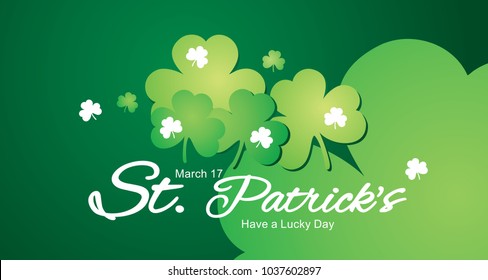 Saint Patrick Day clover Banner green background