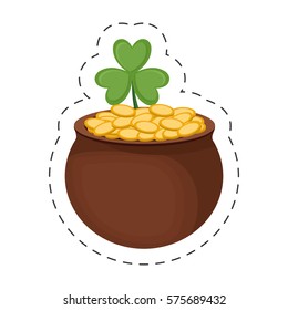 saint patrick day clover cauldron gold vector illustration eps 10