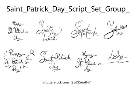 Saint patrick day clover shamrock celebration celtic irish ireland st. patrick day leprechaun culture march 17 seventeen month st.patrick day leaf spring group set calligraphy hand written lettering 