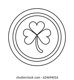 saint patrick day coin shamrock icon outline