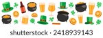 Saint Patrick Day Elements. Saint Patrick clip art. Irish vector elements.
