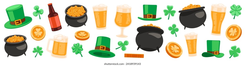 Saint Patrick Day Elements. Saint Patrick clip art. Irish vector elements.