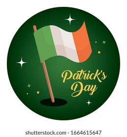saint patrick day with flag irish vector illustration designicon