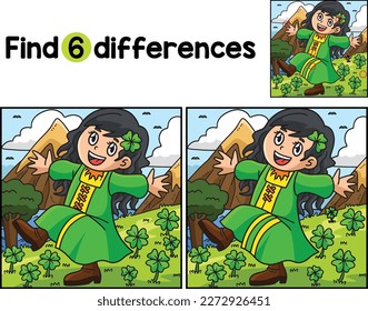 Saint Patrick Day Girl Dancing Find The Difference