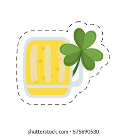 saint patrick day glass beer clover cut line vector illustration eps 10