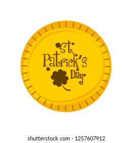 Saint patrick day golden coin. Vector illustration design