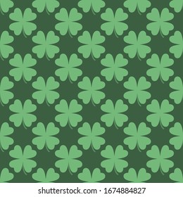 Saint Patrick day green clover seamless pattern