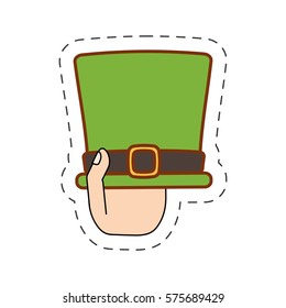 saint patrick day green hat cut line vector illustration eps 10