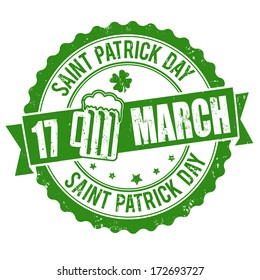 Saint Patrick Day grunge rubber stamp on white background, vector illustration