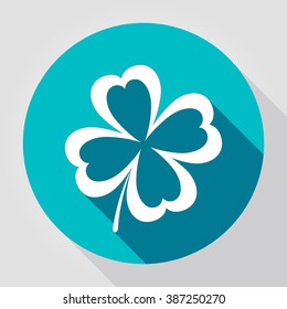 Saint Patrick day icon. Flat paper style logo in circles with long shadows. Eps-8.
