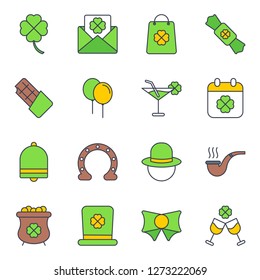 Saint patrick day icons pack. Isolated saint patrick day symbols collection. Graphic icons element