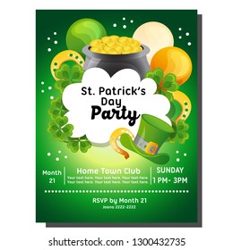 saint patrick day invitation card with clover shamrock