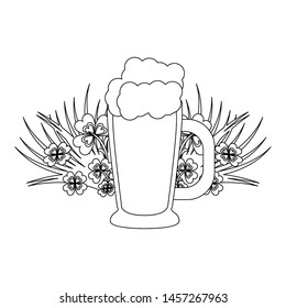 saint patrick day ireland tradition green beer glass with clovers cartoon vector illustration graphic design