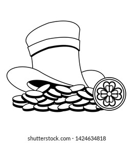 saint patrick day irish celebration leprechaun hat and golden coin vector illustration graphic design