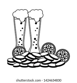 saint patrick day irish celebration beer and golden coin vector illustration graphic design