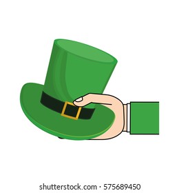 saint patrick day leprechaun green hat vector illustration eps 10
