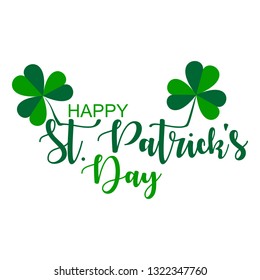 Saint Patrick Day Lettering decoration.  Vector graphic illustration with clover leafs.