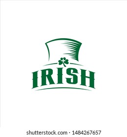 Saint Patrick Day logo Irish hat green badge design template.  ceremony vector or party icon inspiration