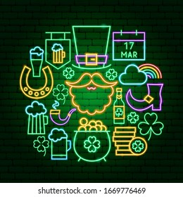 Concepto de Neon del Día de San Patricio. Ilustración vectorial de la promoción de vacaciones.