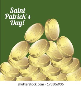saint patrick day over green  background vector illustration