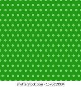 Saint Patrick day polka dot abstract simple seamless pattern in traditional green colors, ornament simple shapes holiday vector background for wrapping, textile, digital paper