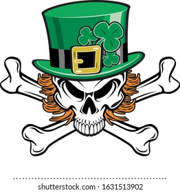 saint patrick day skull with hat and clover