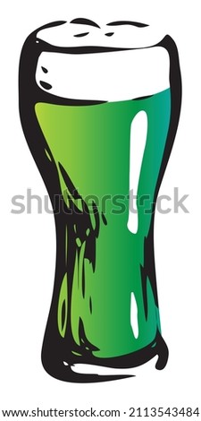 Saint Patrick Day special Irish Weizen pint green beer glass. Hand drawn ink style graphics illustration. Craft draft beer event festival poster, banner ir stickers, pub bar restaurant menu.