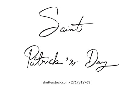 Día de San Patricio Texto de la fuente Caligrafía Escritura a mano Letras de escritura Icono de objeto de color negro Día de San Patricio 17 Diecisiete días Fecha Mes de marzo Día del duende Día de San Patricio Tarjeta de felicitación Fiesta del evento 