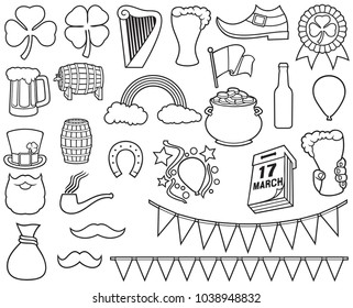 Saint Patrick Day thin line icons