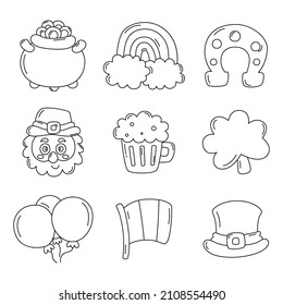 Saint patrick day thin line icons set Isolated on white background. vector illustration.