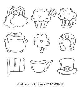 Saint patrick day thin line icons set Isolated on white background. vector illustration.