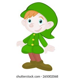 Saint Patrick day vector illustration Cute happy gnome, Little smiling leprechaun vector, Cartoon elf character, Fairy tale character, little boy cartoon caracter