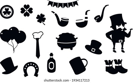 Saint Patrick Day vector silhouette illustration for cutting. Black design for T-shirt