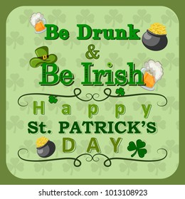 Saint Patrick Day wishings and greetings . Vector illustration