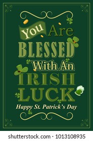 Saint Patrick Day wishings and greetings . Vector illustration