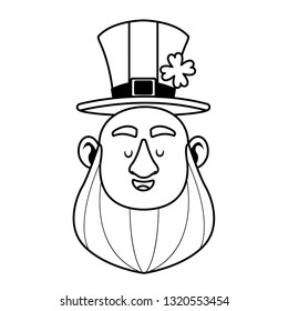 Saint patrick elf face in black and white