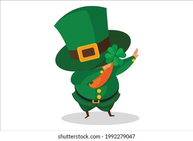 Saint Patrick is giving dab dance style pose. Vector graphic illustration. Individually on a white background.