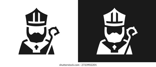 Saint Patrick Icon Set Glyph In White And Black Background