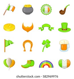 Saint Patrick icons set. Cartoon illustration of 16 Saint Patrick vector icons for web