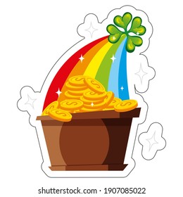 Saint Patrick illustration, green leprechaun, sticker, icon, lucky clover