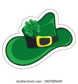 Saint Patrick illustration, green leprechaun, sticker, icon, lucky clover