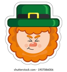 Saint Patrick illustration, green leprechaun, sticker, icon, lucky clover