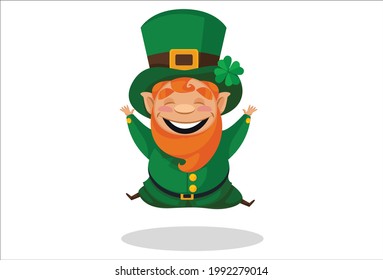 Saint Patrick is jumping. Vector graphic illustration. Individually on a white background.