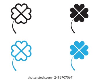 Saint patrick Leaf clover icon black and white vector outline sign